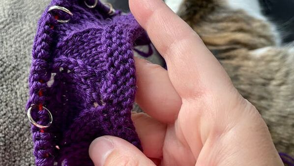 purple yarn lace knitting