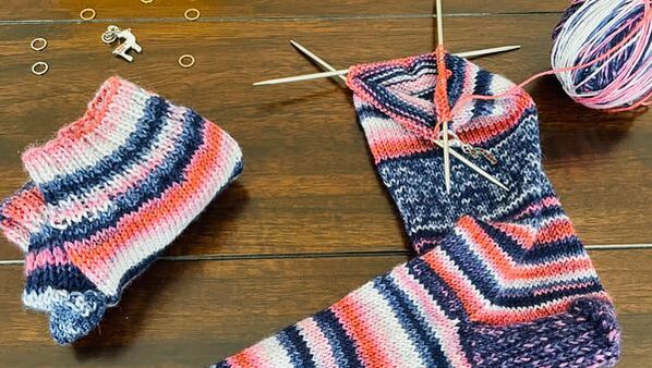 knitted socks wip